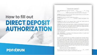 How to Fill Out Direct Deposit Authorization Online  PDFRun [upl. by Sinned239]