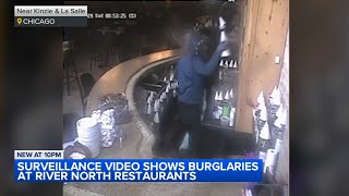 River North restaurant burglaries caught on surveillance video [upl. by Inanak110]