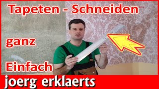 Tapezierschiene im Einsatz Tapeten schneiden ganz einfach erklärt Tapezieren Tutorial No 308 [upl. by Kcirdef882]