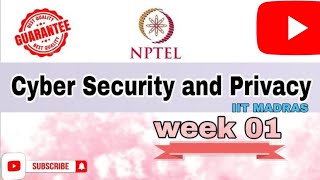 Cyber Security and Privacy NPTEL Assignment 1 week 1 answers 2024 [upl. by Forelli]