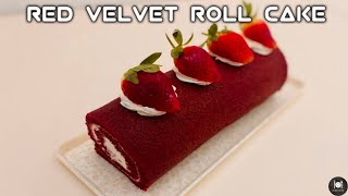 Red Velvet Roll Cake Recipe  How To Make Red Velvet Cake Roll Recipe  Farahil’s Kitchen [upl. by Cochran]