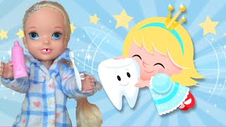 Elsa and Anna Toddlers Dentist  Tooth Fairy First Wiggly Tooth Dolls  Ep 63  Toys In Action [upl. by Yeniffit]