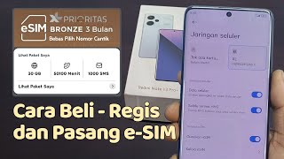 Cara beli registrasi amp pasang eSIM XL di hp Redmi Note 13 Pro Plus [upl. by Lenej584]