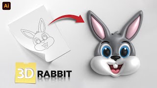 Turn Your Sketch Into 3D Rabbit Character Design in Illustrator Tutorial For Beginners हिंदी में [upl. by Eladnwahs]