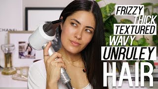 How to Easily Blow Dry Textured Hair  Dyson Hair Dryer  Melissa Alatorre [upl. by Zetrok]