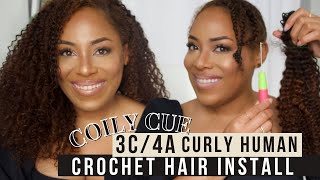 COILY CUE 3C4A CURLY HUMAN HAIR CROCHET INSTALL LIA LAVON [upl. by Hyacinthia]