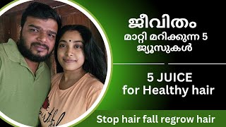 New Hair care series video2  5 hair growth supporting Juices  natural foods for hairfall control [upl. by Ashti113]