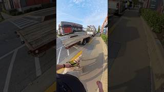 Truck trailer blocking the crosswalk guidedog visually impaired legallyblind dog dogs [upl. by Adnauq]