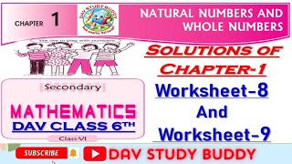 DAV Class 6 Maths Chapter1 Worksheet8 and Worksheet9 [upl. by Sirronal]