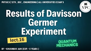 Results of Davisson Germer Experiment  lect16  quantum and spectroscopy bsc 12th [upl. by Zonnya]