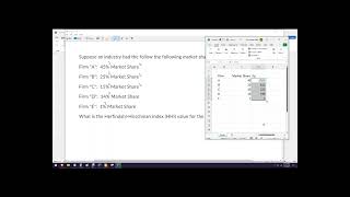 How to find the HHI or Herfindahl Hirschman Index with a spreadsheet Excel [upl. by Becky]