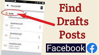 How to Find Facebook Drafts posts How to see save drafts list on facebook  easy way [upl. by Raina270]