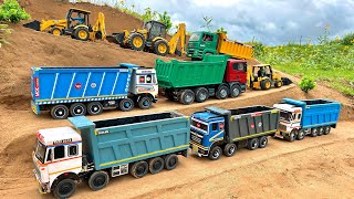 Jcb 3dx backhoe and Tata tipper truck 2518 parking videos  jcb cartoon  dumper gadi 2 [upl. by Ahsiled51]