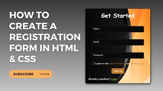 Registration Form using HTML amp CSS  Without Bootstrap pure HTML amp CSS  webcomponent [upl. by Morry550]