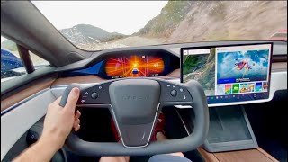 Tesla Model S Plaid POV Drive Review 060mph 19s [upl. by Ahtnams46]