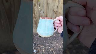 soft turquoise glazes wheel thrown stoneware mug pottery ceramics artshorts artist coffeemug [upl. by Lorianna]