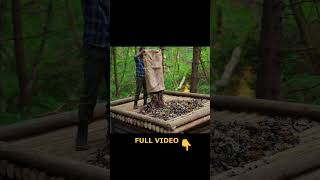 Building a natural dugout shelter Roof bushcraftimprovisation bushcraft [upl. by Sirois]