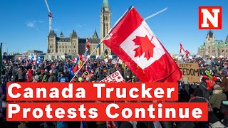 Thousands Protest Canada’s Trucker Vaccine Mandate With US Support Including Trump [upl. by Cahilly433]