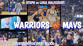 WarriorsMavs courtside Draymond’s block Steph Curry vs Luka halfcourt  MORE behindthescenes [upl. by Adan]