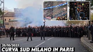 CURVA SUD MILANO IN PARIS  Paris SaintGermain vs AC Milan 25102023 [upl. by Ulani863]