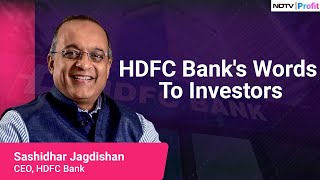 We Will Not Disappoint You  HDFC Banks CEO Sashidhar Jagdishan  NDTV Profit [upl. by Byers]