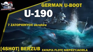 German UBOOT typ U190 tier VIII World of warships okręty podwodne [upl. by Netti314]