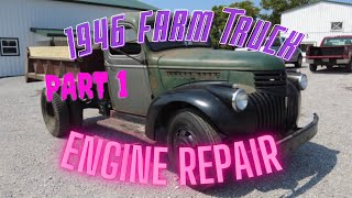 1946 Chevy truck 216 engine work PART1 [upl. by Llerdnam454]