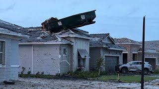 Tornado deposits dumpster onto roof of Palm Beach Gardens home [upl. by Rexanne]