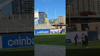 Toronto Argonauts pregame warm up with kicker Lirim Hajrullahu chrispomay torontoargonauts [upl. by Stelle]