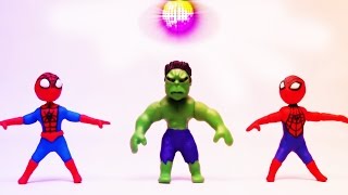 HomemAranha Hulk e Relâmpago Marquinhos se divertem dançando disco  Stop Motion para as criança [upl. by Novyart]