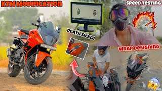 KTM RC 200 MODIFCATION😍  Speed Testing  Death Sickle STicker😱  Wrap Designing🔥💯 [upl. by Halie719]