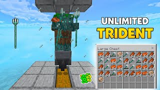 120 UNLIMITED TRIDENT FARM IN MINECRAFT BEDROCK   EASIEST [upl. by Yrtnej]