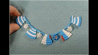 Tutorial 9 Seaside necklace tutorial using square stitch and millefiori beads from Beebeecraft [upl. by Yrrehs]