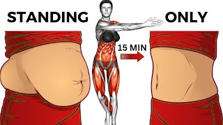 15 Minute Standing Workout To Lose Stubborn Belly Fat [upl. by Livingston150]