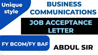 Job Acceptance How to Write  Business Communication BUSINESS LETTER FYBCOM FYBAF FYBMS NEP STUDY [upl. by Tlevesor]