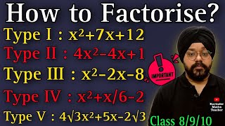 How to Factorise  Polynomials  splitting the middle term  Class 8  Class 9  Class 10 [upl. by Lilac]