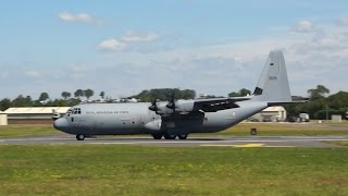 Lockheed Martin C130J30 Hercules Royal Norwegian Air Force arrival on Thursday RIAT 2014 [upl. by Russi]