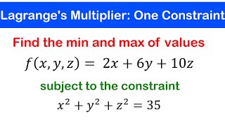 🟡15a  Lagranges Multipliers One Constraints  Find the maximum and minimum  Ex 1  3 [upl. by Kealey]