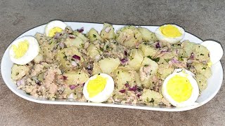 INSALATA DI PATATE CON TONNO E UOVA SODE RICETTA FACILE E VELOCE [upl. by Dill880]