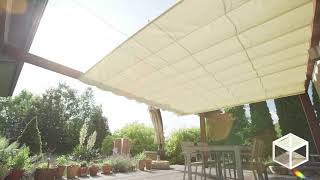 SlideCanopy  Retractable awning Pergola canopy Roof system Patio covers Slide on cable canopy [upl. by Suhpesoj]