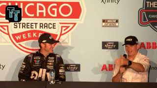 NASCAR Cup Series at Chicago  Jeff Gordon and Blake Harris postrace win press conference 7724 [upl. by Artimed]