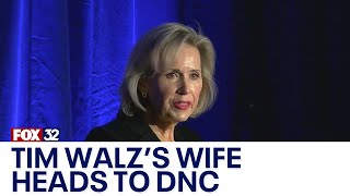 Tim Walzs wife makes surprise appearance at DNC breakfast [upl. by Oetam812]