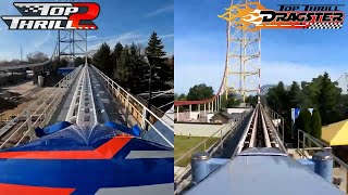 Top Thrill Dragster vs Top Thrill 2  Side by Side Launch Comparison [upl. by Hanzelin]