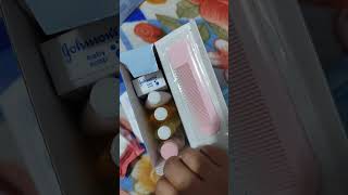 Unboxing Johnsons baby kit for newborn baby essentials grooming dailyvlog minishorts [upl. by Hsenid20]