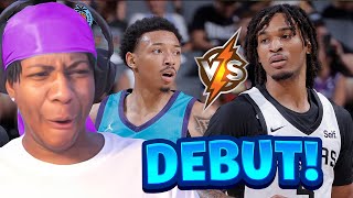 Stephon Castle DEBUT Lvgit Reacts To HORNETS vs SPURS Summer League Highlights  2024 [upl. by Kuster]