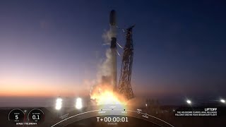 Blastoff SpaceX launches Starlink batch from Califonia at dusk nails landing [upl. by Wendt897]