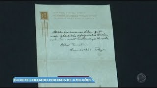 Bilhete antigo de Albert Einstein é leiloado por mais de R 4 milhões [upl. by Ailecara429]