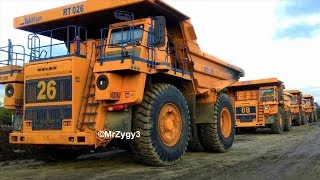 BIG Truck BELAZ Transporting Material And Loading By Komatsu PC3000 Shovel Excavator [upl. by Etnemelc]