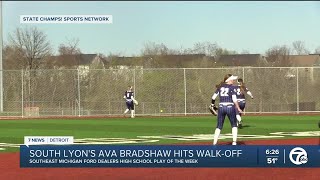 High School Play of the Week South Lyons Ava Bradshaw walkoff hit [upl. by Ahtiuqal]