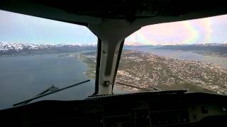 Approach and landing in Tromsø  North Norway  cockpit view  SAAB 340 [upl. by Eerhs]